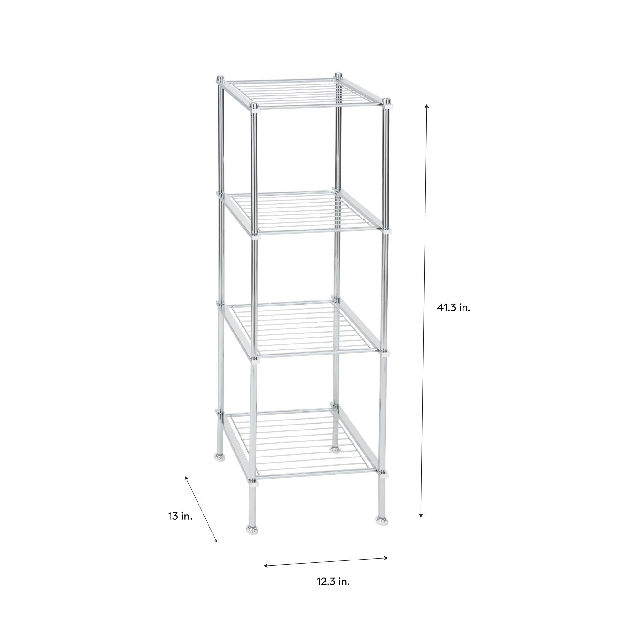 Organize It All 40" Metro Chrome 4-Tier Freestanding Shelving Tower